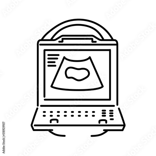 Wireless ultrasound device color line illustration