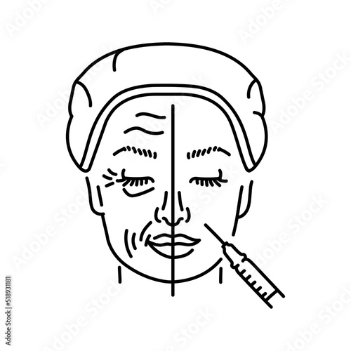 Plasmolifting therapy color line illustration. Hyaluronic injection.