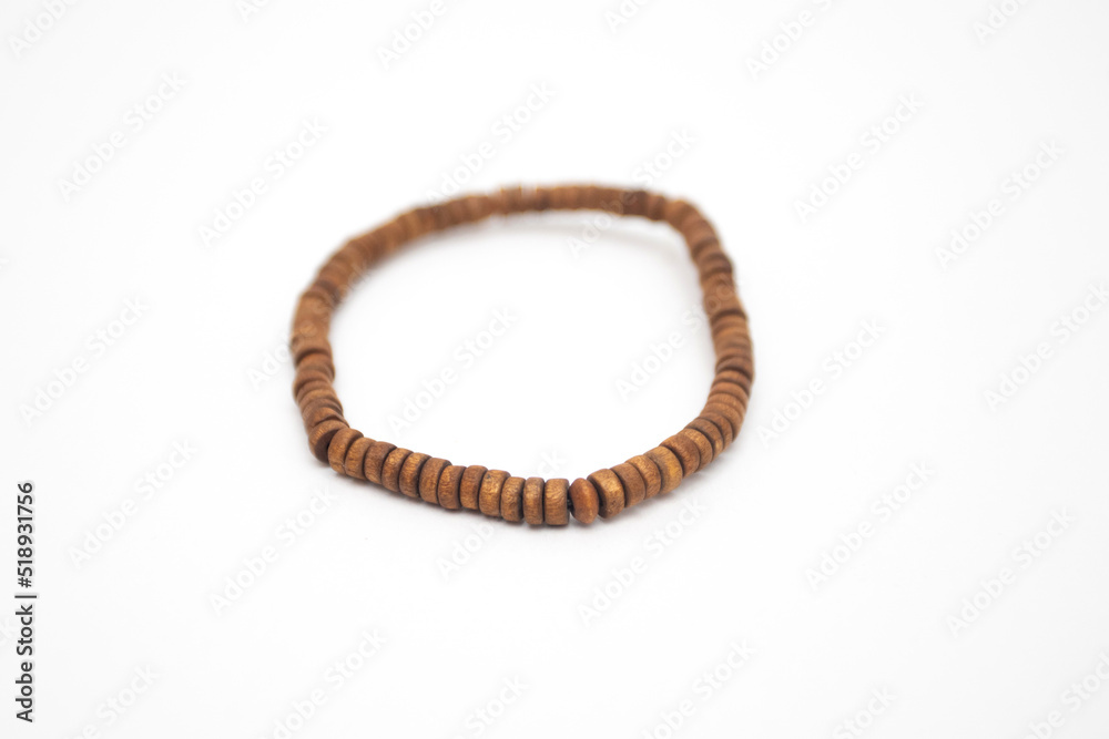 Fototapeta premium Man wooden bracelet on the arm