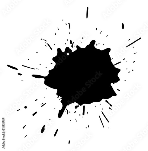 Ink drop blotter. Black stain. Paint splatter