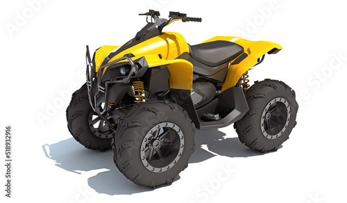 ATV all terrain Vehicle 3D rendering on white background
