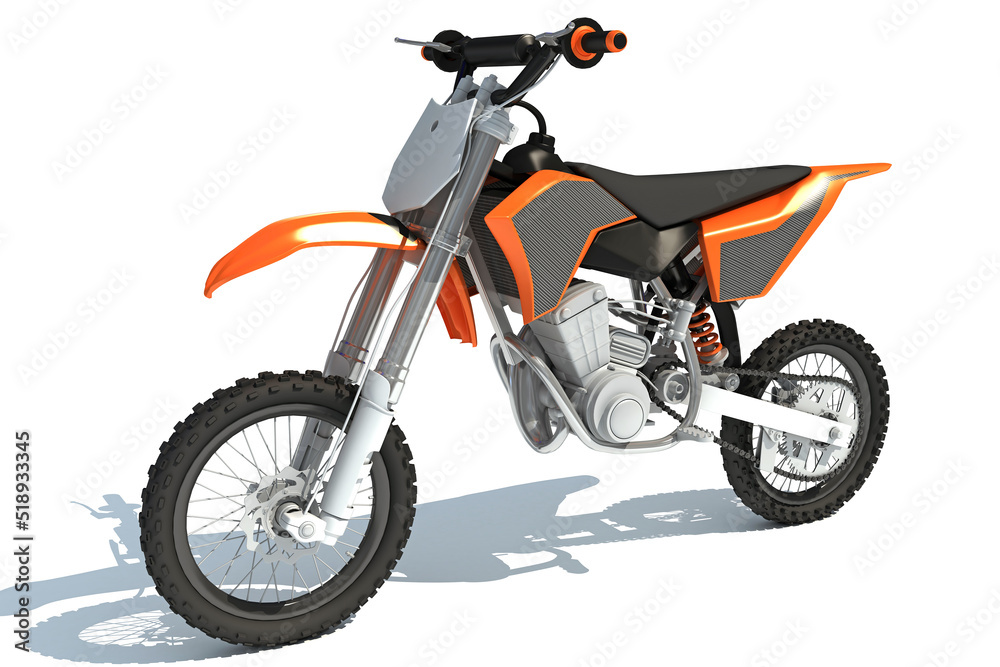 Motocross Bike 3D rendering on white background