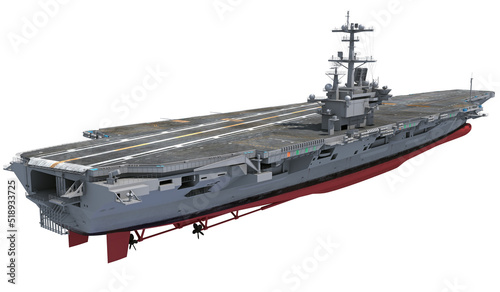 Aircraft carrier military warship, navy 3D rendering ship