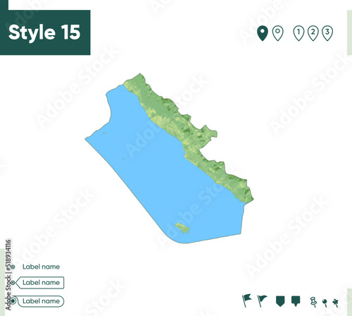 Bengkulu, Indonesia - map with shaded relief, land cover, rivers, lakes, mountains. Biome map.