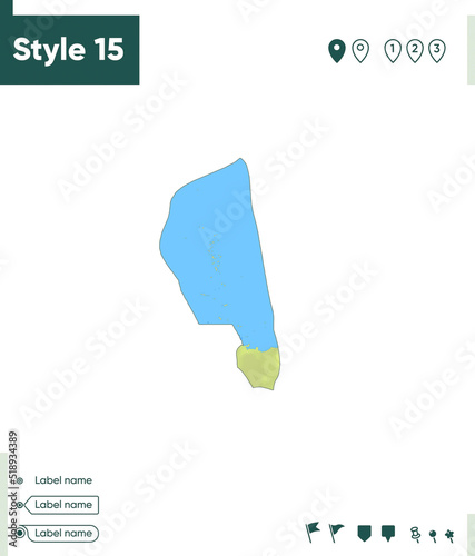 Jakarta, Indonesia - map with shaded relief, land cover, rivers, lakes, mountains. Biome map.
