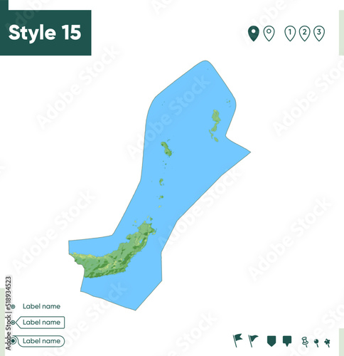 North Sulawesi, Indonesia - map with shaded relief, land cover, rivers, lakes, mountains. Biome map.