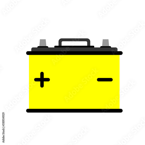 Car battery icon isolated on white background. Energy storage battery and electricity storage battery. Rechargeable battery auto parts power supply in flat style.Vector illustration 