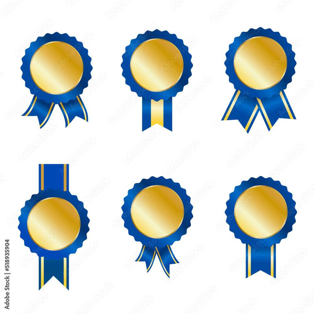 Set of blue ribbon badges. Vector illustration Set of blue ribbon badges. Vector illustration