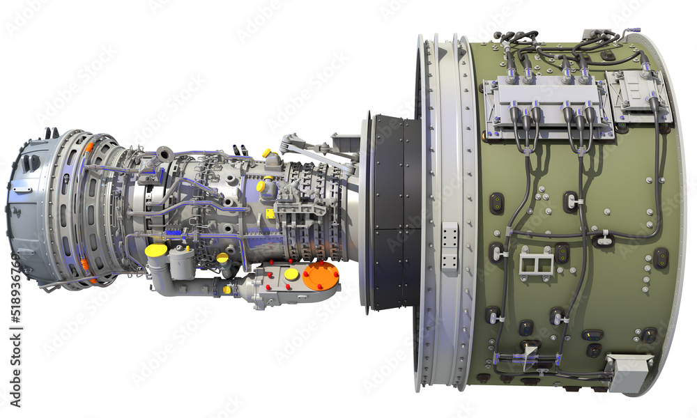 Turbofan Jet Engine 3D rendering Turbofan Jet Engine 3D rendering