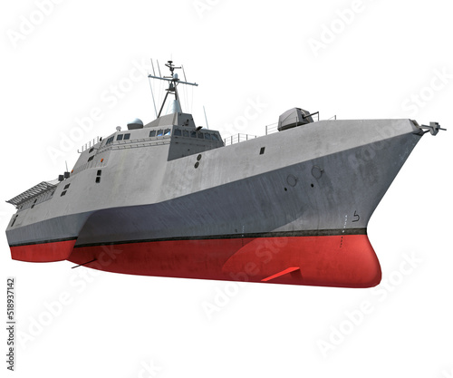 Naval Forces Battle Ship 3D rendering warship on white background photo