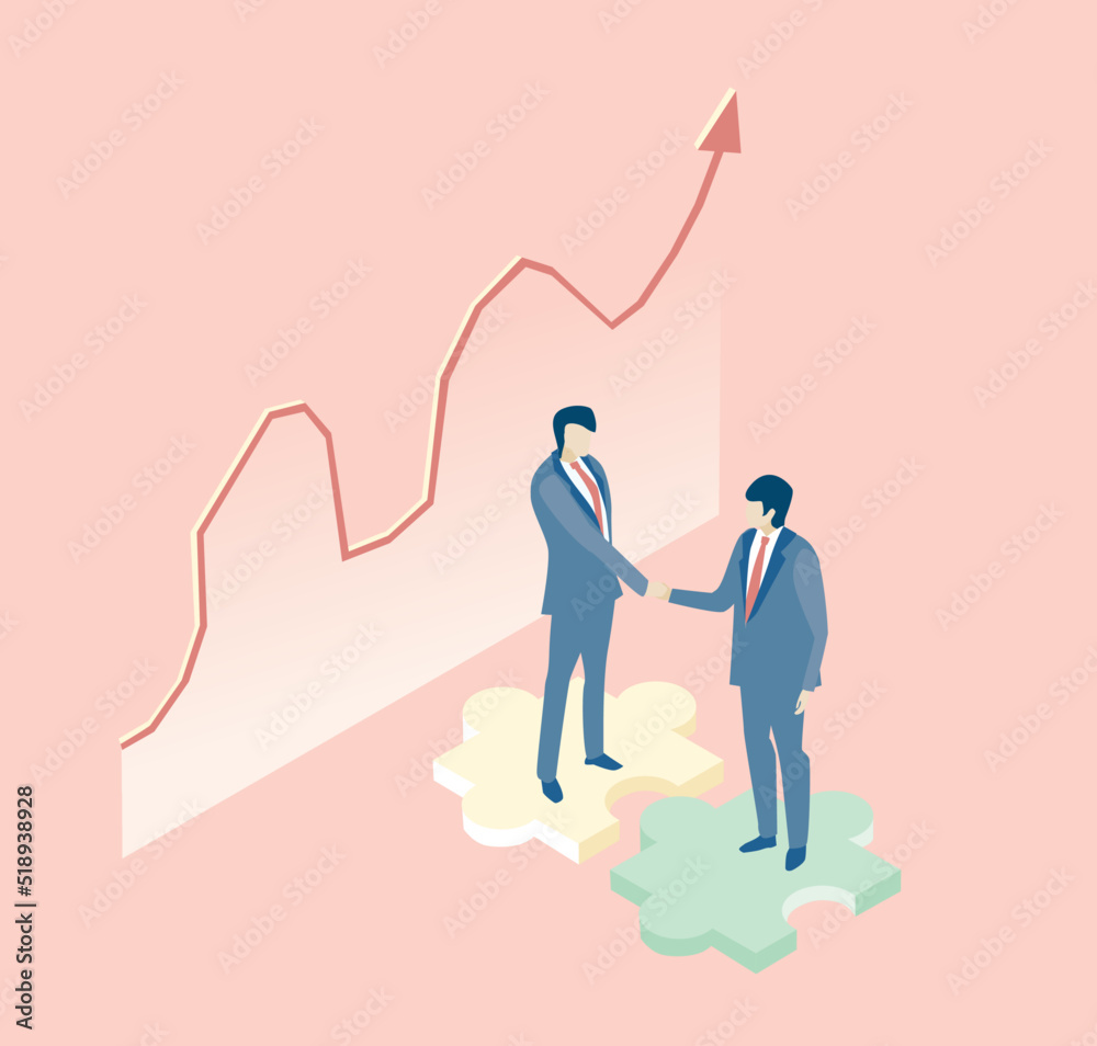 Isometric 3D business concept environment, Business people hand shoe as symbol of making agreement, work together Isometric 3D business concept environment, Business people hand shoe as symbol of making agreement, work together