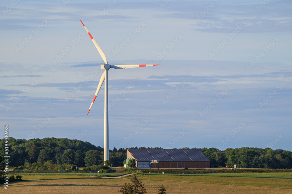 Fototapeta premium wind turbine and solar panels