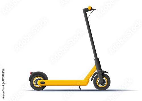 3d illustration of electric scooter in yellow and black colors. Vector illustration