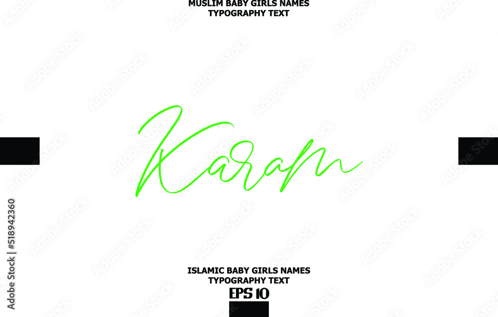 Fototapeta premium Handwritten Text of Islamic Female Name Karam