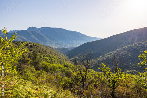 Forêt et montagnes autour du village d'Olargues dans le Parc naturel régional du Haut-Languedoc