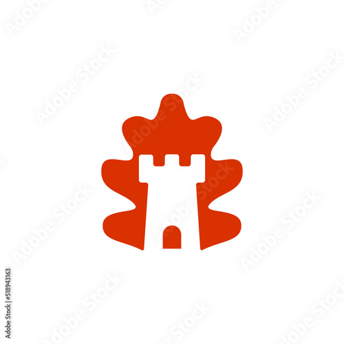 Simple Oak Leaf Castle Logo