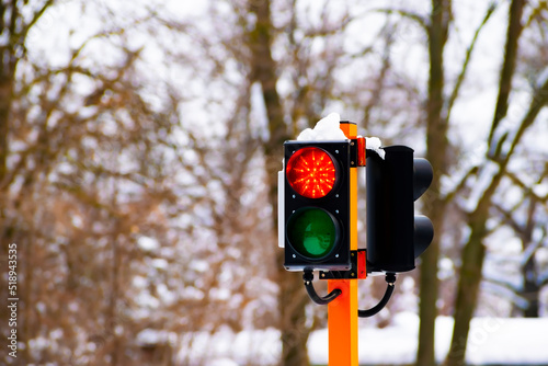 forbidding red signal at a two-color traffic light