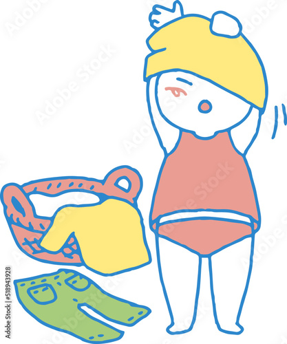 着替えをする子供のイラスト