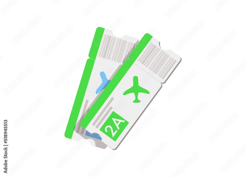 Flat design air travel boarding pass two tickets. Vector template or layout isolated on white background. Flat design air travel boarding pass two tickets. Vector template or layout isolated on white background.