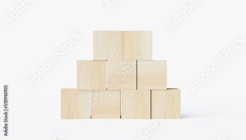 Wooden cubes on white background