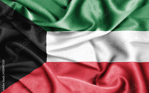 Close up of ruffled flag of Kuwait