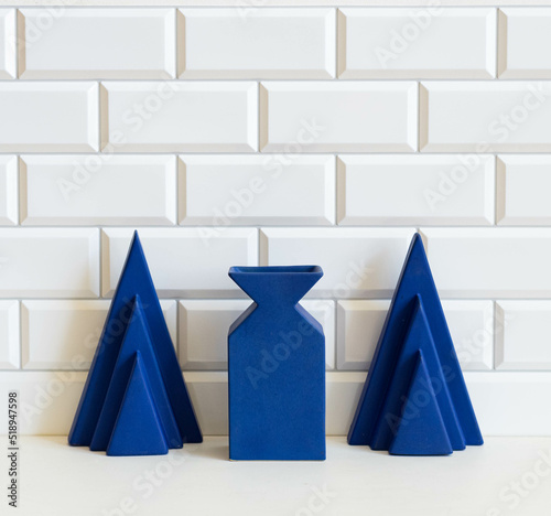 Mid-century modern design ceramic vase set isolated
