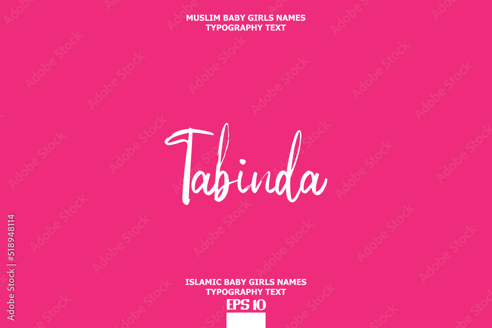 Baby Girl Islamic Name Tabinda Stylish Typography Text