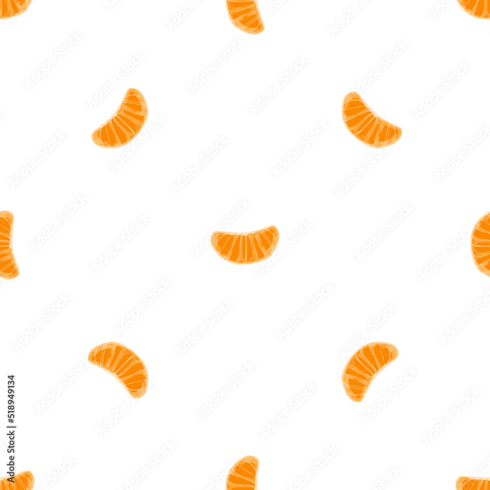 Seamless pattern with iIllustration a slice tangerine on a white background Seamless pattern with iIllustration a slice tangerine on a white background