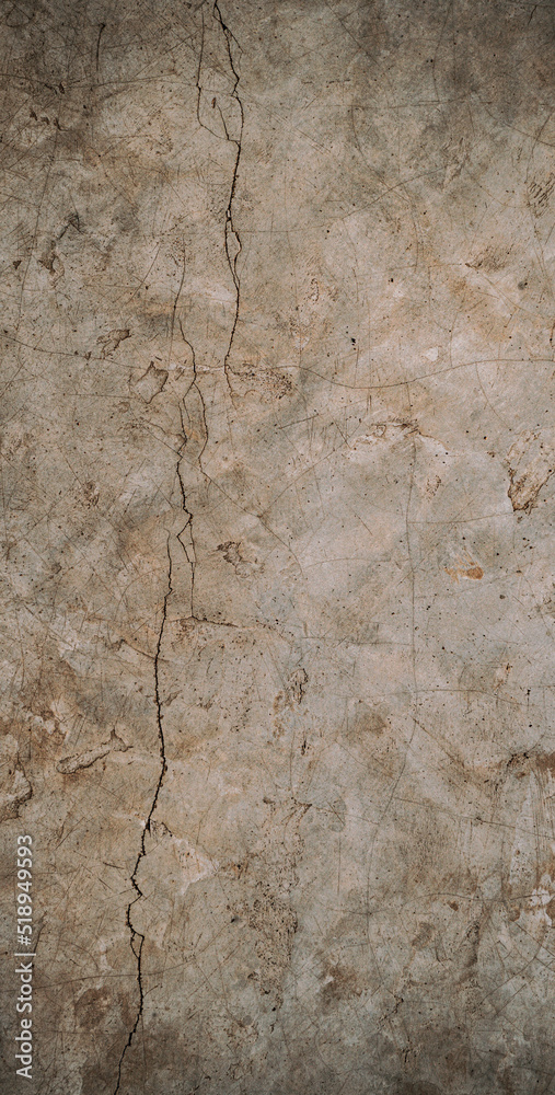 Destroyed cracked wall background, brown light texture, paint streaks.