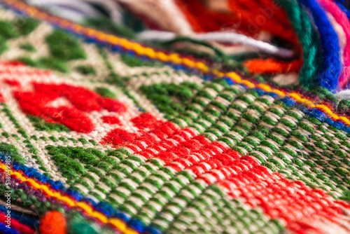 Close-up of Lithuanian national dress ornament. Lithuanian traditional clothes
