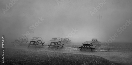 Storm Eunice battering the seafront at Southsea, Hampshire, UK.