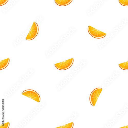 Seamless pattern with illustration orange slices on a white background
