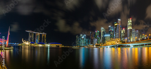 Panorama of the Marina bay at night, Singapore