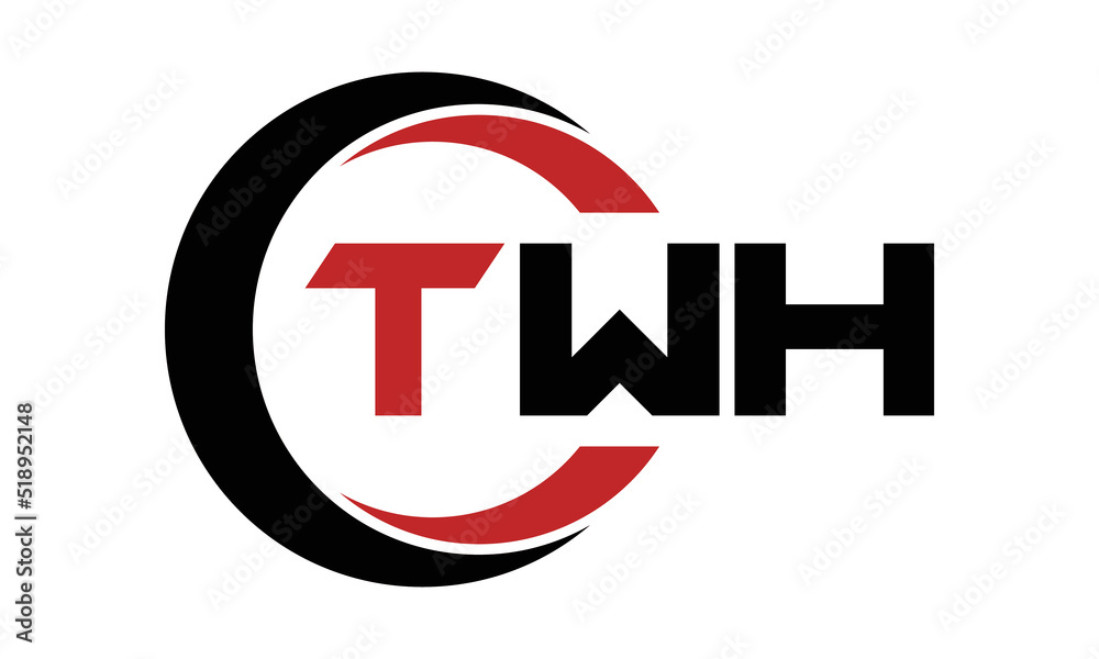 TWH three letter swoosh logo design vector template monogram logo