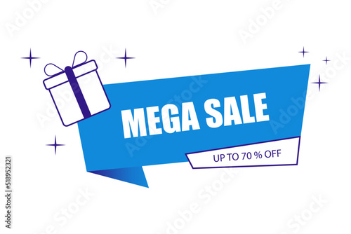 Mega sale concept horizontal banner template design. Discount promotion layout poster. Mega sale vector illustration.