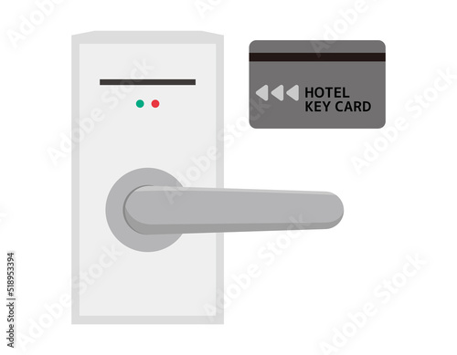 ホテルのドアノブ　カードキー　　ベクターイラスト