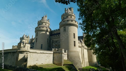 Left to right pan of the Pierrefonds castle, France