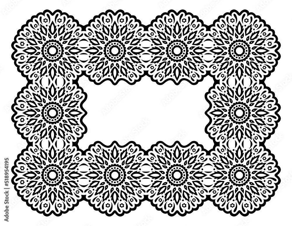 Tribal vector art with black floral frame Tribal vector art with black floral frame