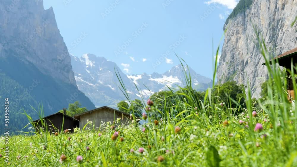 Lauterbrunnen village and alps mountain- Switzerland