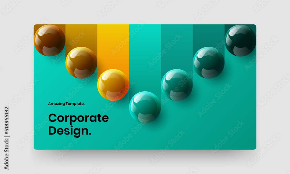 Geometric realistic spheres cover illustration. Isolated presentation design vector concept.