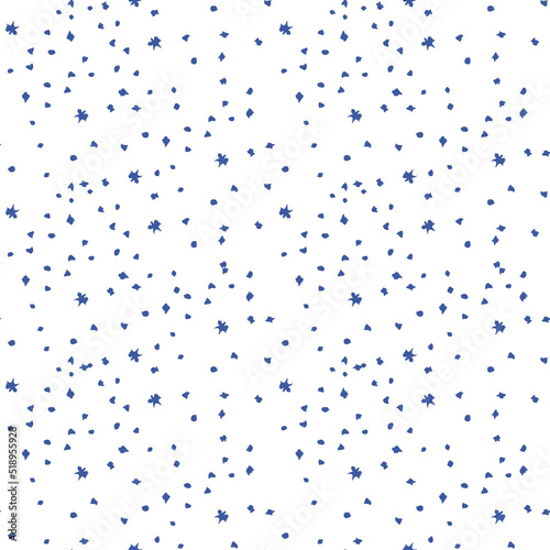 Seamless pattern with blue dots and snowflakes vector illustration