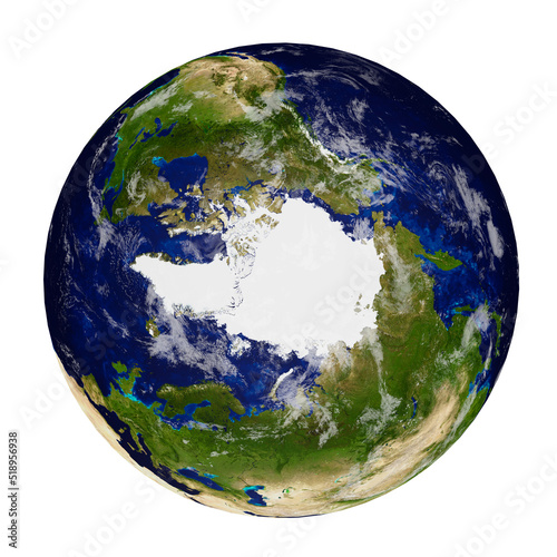 Fototapeta Naklejka Na Ścianę i Meble -  Planet earth with clouds  isolated on white background,  Antarctica.  Elements of this image furnished by NASA. 3D rendering.