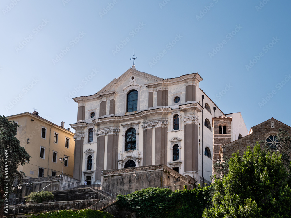 Santa Maria Maggiore Baroque Church Exterior in Trieste, Italy