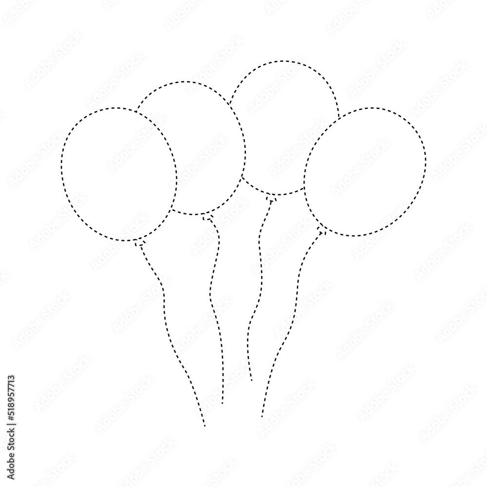Balloon tracing worksheet for kids Balloon tracing worksheet for kids