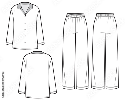 Women pajama sleepwear with shirt and pants