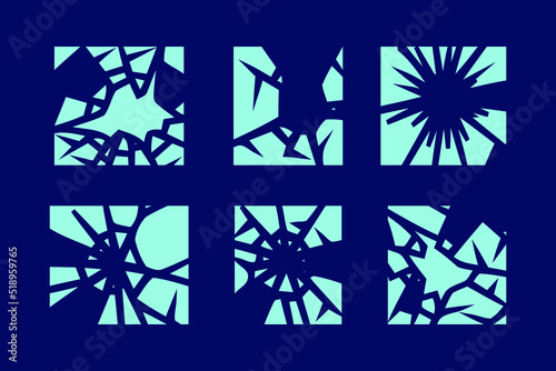 Broken glass design vector flat isolated illustration