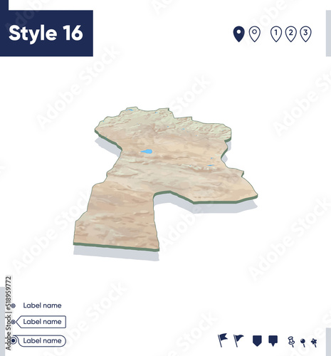 Bayankhongor, Mongolia - map with shaded relief, land cover, rivers, mountains. Biome map with shadow. photo