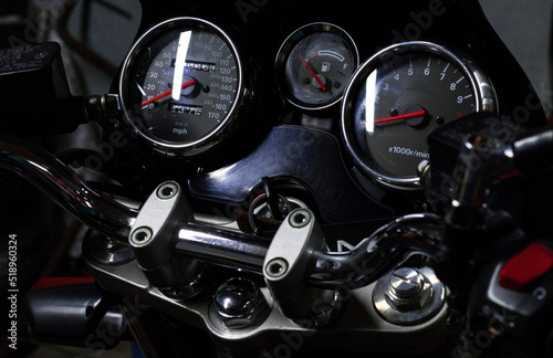 dashboard with gauges on a motorcycle