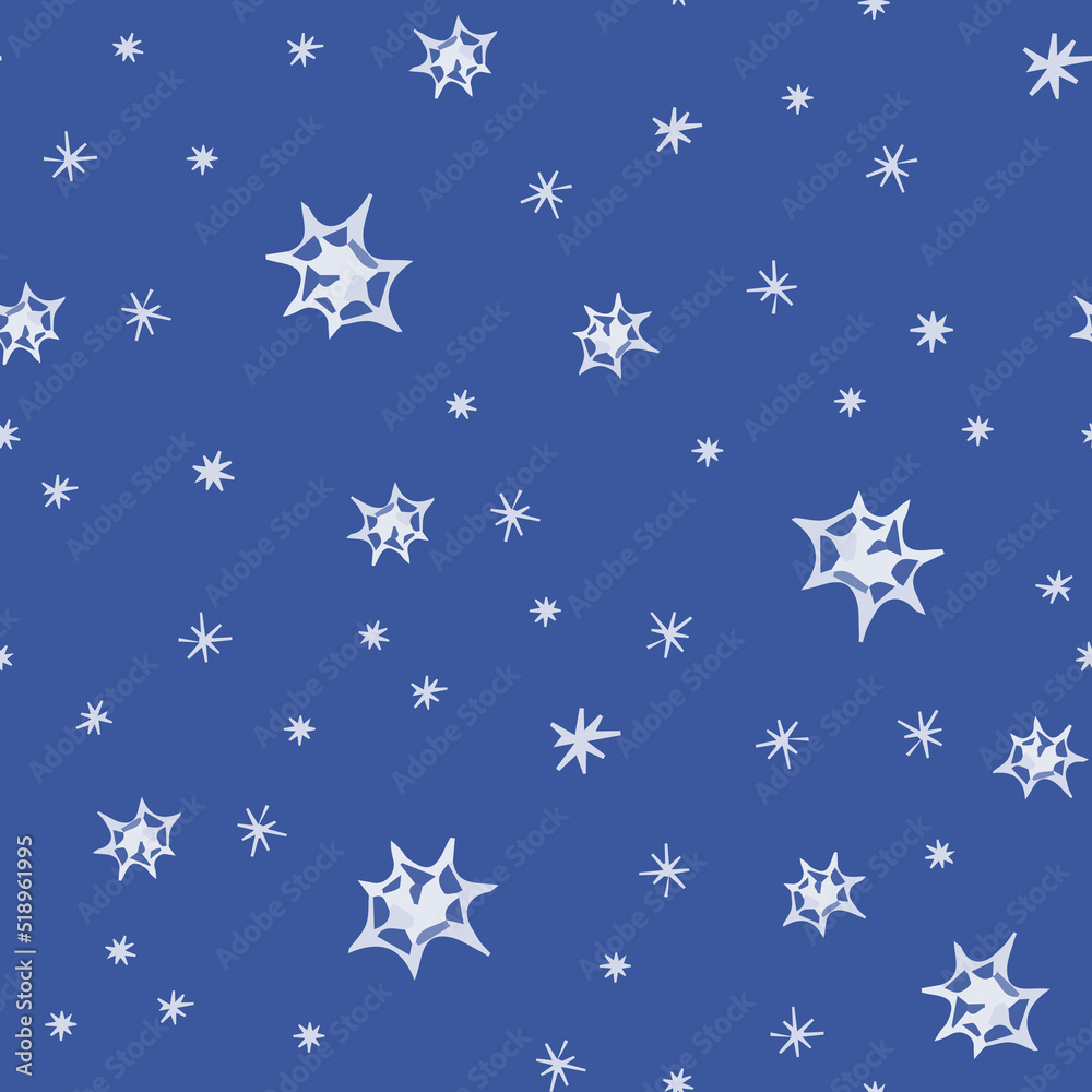 Seamless pattern with white dots and snowflakes vector illustration