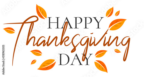 Happy thanksgiving day autumn . Hand drawn text lettering. Vector illustration. Script. Calligraphic design for print greetings card, shirt, banner, poster. Colorful fall